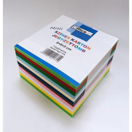 Ragasztott jegyzettömb kockatömb színes kartonból 8 x 8 cm