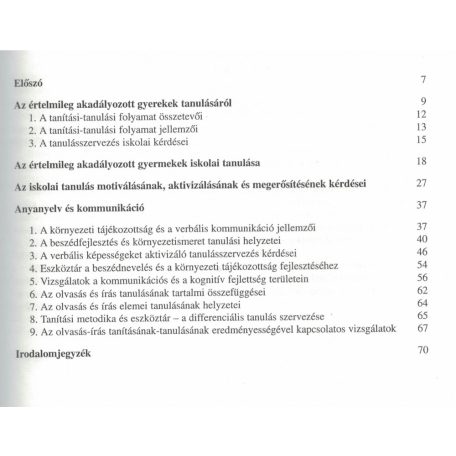 Értelmileg akadályozott tanulók iskolai foglalkoztatástana I.
