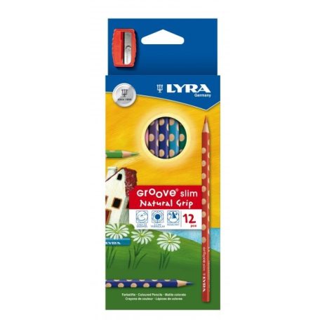 Lyra Groove Slim színes ceruza 12 darabos készlet hegyezővel