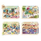 Iskolai élet fa puzzle 4 darabos készlet