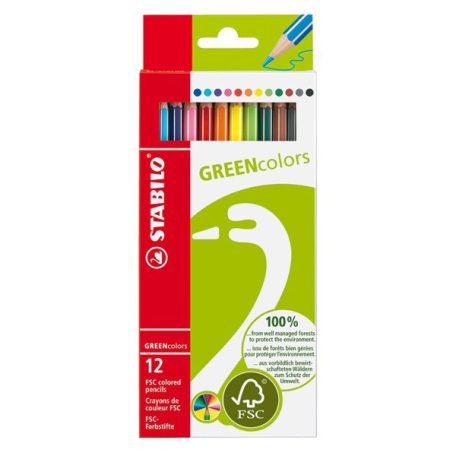Stabilo Greencolors hatszögletű színes ceruza készlet 12 darabos