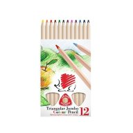   Süni vastag háromszögletű natúr fa színes ceruza 12 darabos