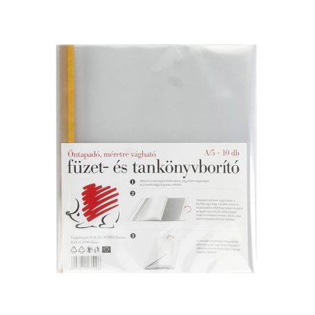 Süni füzetborító, tankönyvborító öntapadós csíkkal A/5 
