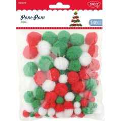Pompon csomag piros, fehér, zöld vegyes méret 140 db