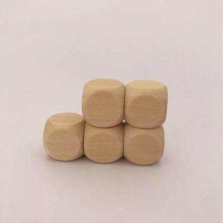 Dobókocka natúr fából üres oldalakkal nagy 40 mm