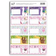 Füzetcímke láma, unikornis, lajhár