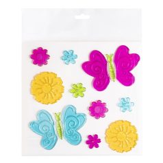 Pillangók és virágok ablakzselé