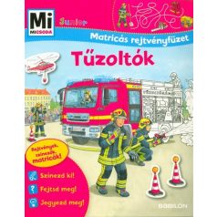 Tűzoltók matricás rejtvényfüzet Mi MICSODA Junior
