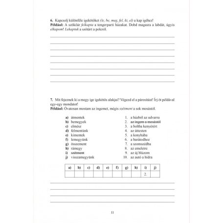 Munkafüzet az igekötők tanulásához