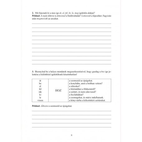 Munkafüzet az igekötők tanulásához
