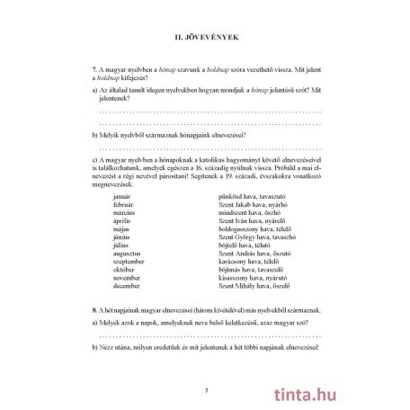 Szavak eredete munkafüzet